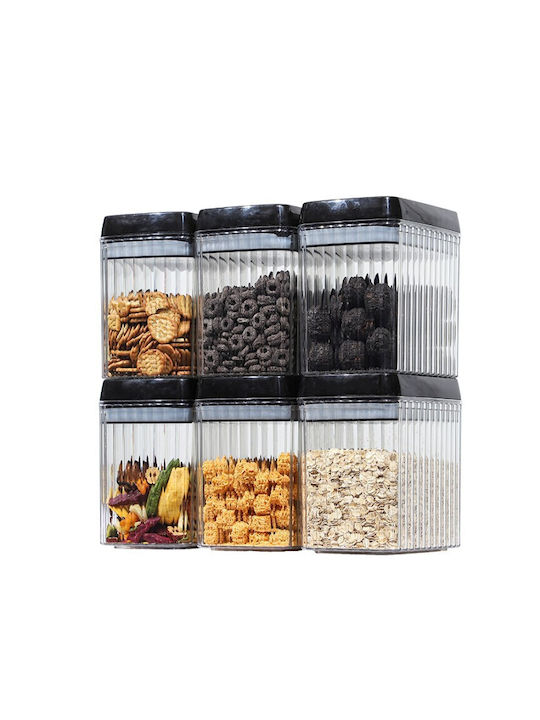 Alista Home Set 6 Bucăți Vaze Cereale cu Capac Plastic Transparent 1500ml 6 Bucăți