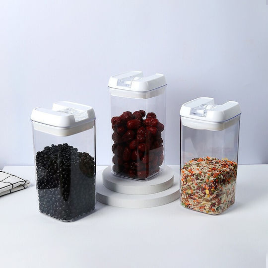 Alista Home Set of 6 Food Jars Cereals Pasta with Plastic Lid White 500ml Pieces