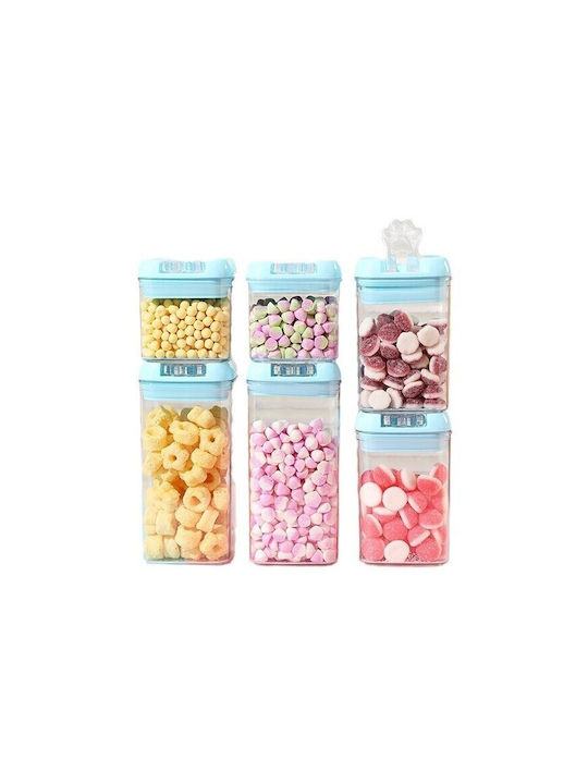 Alista Home Set 6 Bucăți Vaze Cereale Cu Capac Plastic Albastru 500ml 6 Bucăți