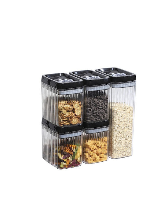 Alista Home Set 5 Bucăți Vaze Cereale cu Capac Plastic Transparent 1500ml 5 Bucăți