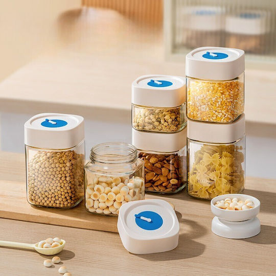 Alista Home Βάζο για Δημητριακών / Ζυμαρικών / Καφέ με Αεροστεγές Καπάκι Γυάλινο Λευκό 750ml