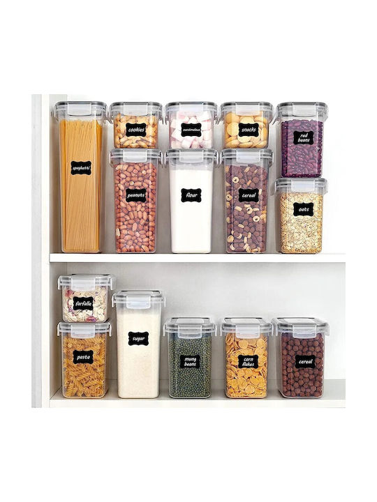 Alista Home Set 15 Bucăți Vaze Cereale cu Capac Plastic Transparent 2500ml 15 Bucăți