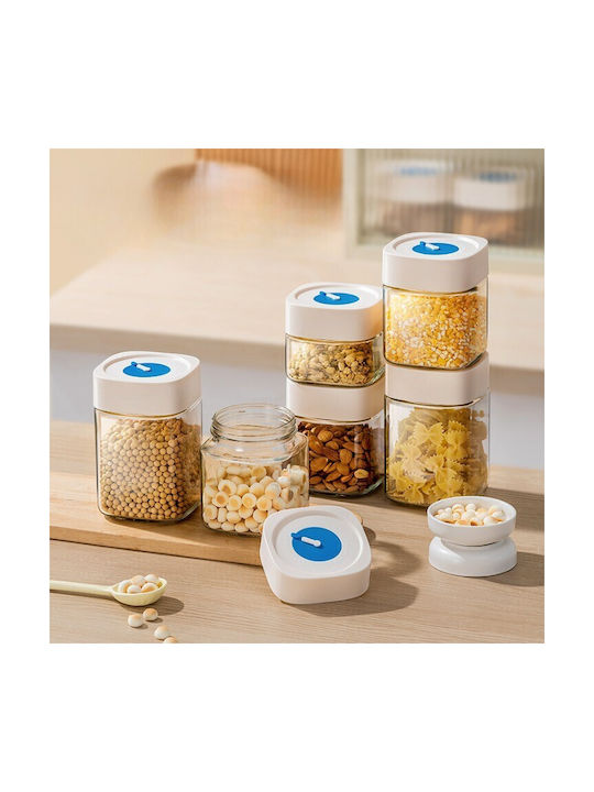 Alista Home Vază Pentru Cereale / Paste / Cafea Cu Capac Sticlă Albă 500ml 1 Bucată