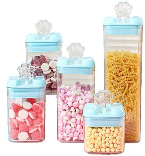 Alista Home Set of 5 Cereals Jars with Plastic Blue Lid 500ml 5 Pieces