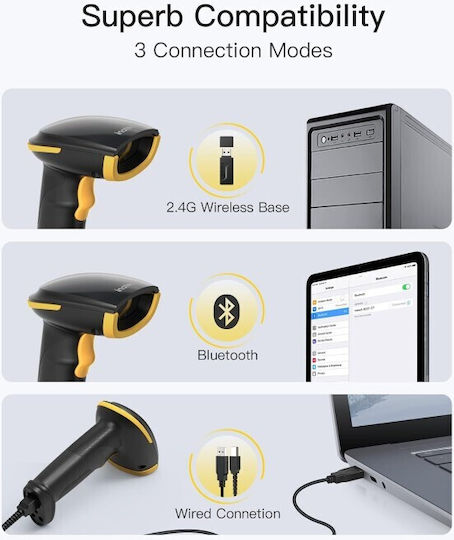 Inateck Handheld Scanner Wireless with 1D Barcode Reading Capability