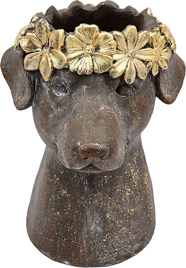 Artekko Animal Vază Pentru Plante Maro Cap De Câine Magneziu 23.5x23.5x33 Cm
