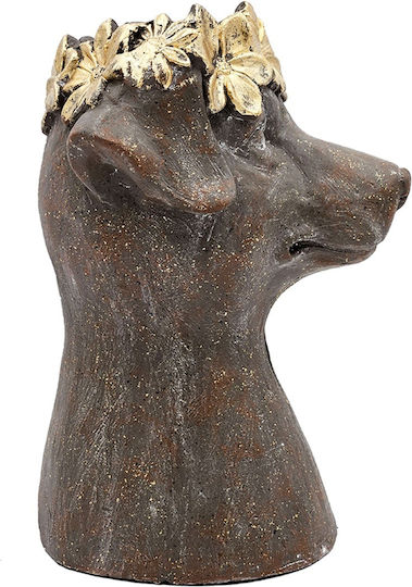 Artekko Animal Vază Pentru Plante Maro Cap De Câine Magneziu 23.5x23.5x33 Cm