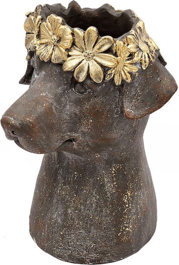 Artekko Animal Vază Pentru Plante Maro Cap De Câine Magneziu 23.5x23.5x33 Cm