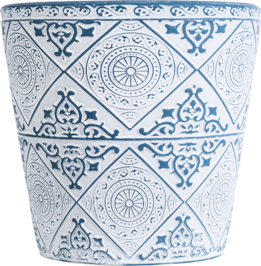 GloboStar Ceramic Flower Pot White Blue 13x14x13cm
