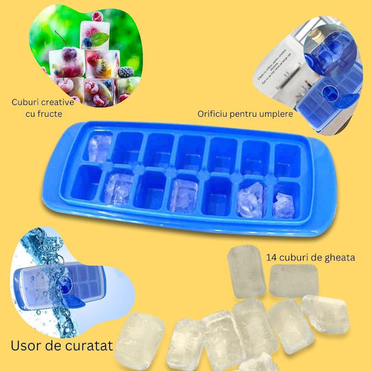 Alista Home Formă Pentru Cuburi de Gheață Plastică cu Capac Albastră 125158