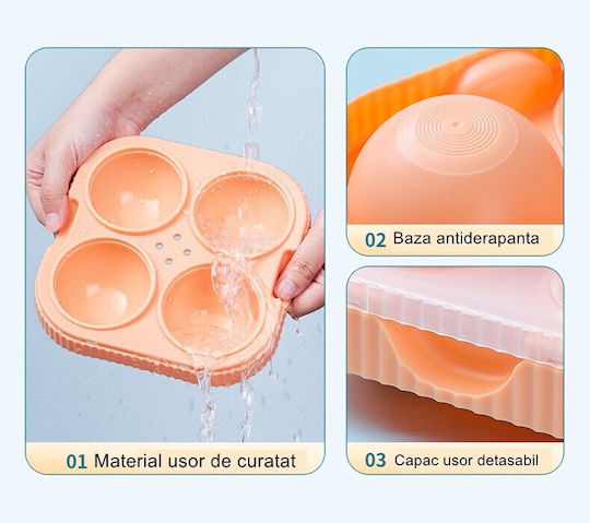 Alista Home Round Plastic Ice Cube Tray Orange