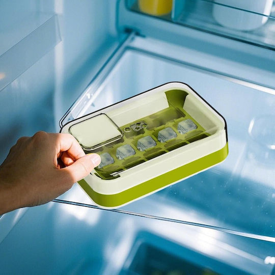 Alista Home Formă Pentru Cuburi de Gheață Cub Plastică cu Capac Verde 136502