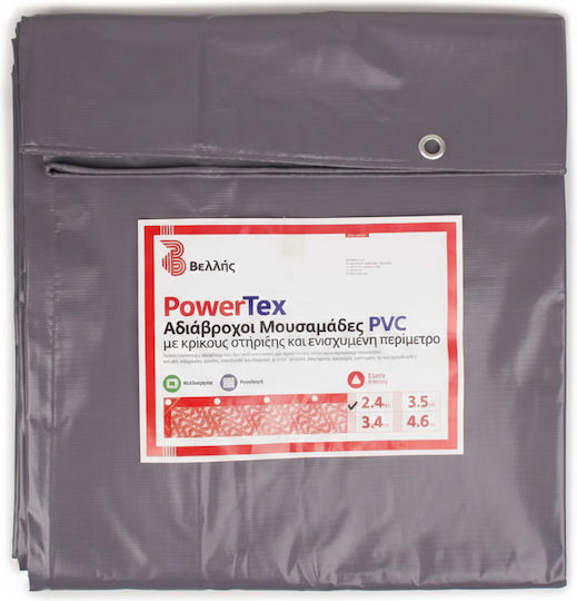 Vellis Waterproof Tarpaulin 360gr/m² 4x3m. Heavy Duty Gray