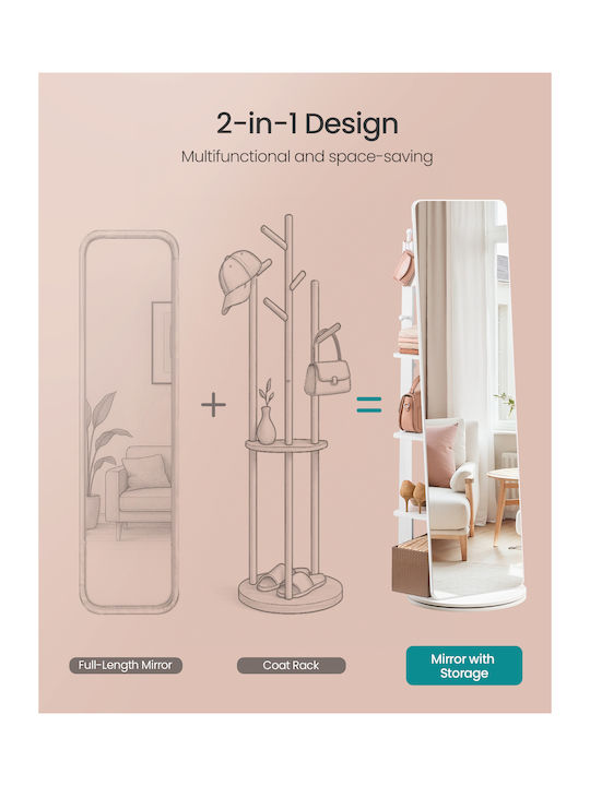Songmics Καθρέπτης με Λευκό Μεταλλικό Πλαίσιο 163x45cm