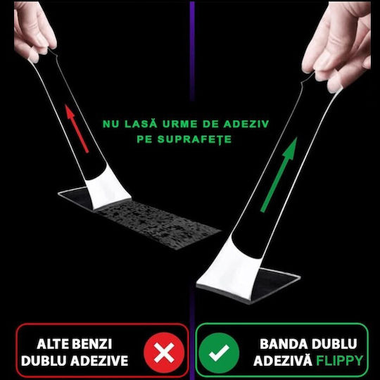 Bandă Dublă Adezivă Alista Home Transparentă Impermeabilă Reutilizabilă Tehnologie Nano 30mm X 1mm X 5m Fără Reziduuri