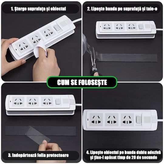Bandă Dublă Adezivă Alista Home Transparentă Impermeabilă Reutilizabilă Tehnologie Nano 30mm X 1mm X 5m Fără Reziduuri