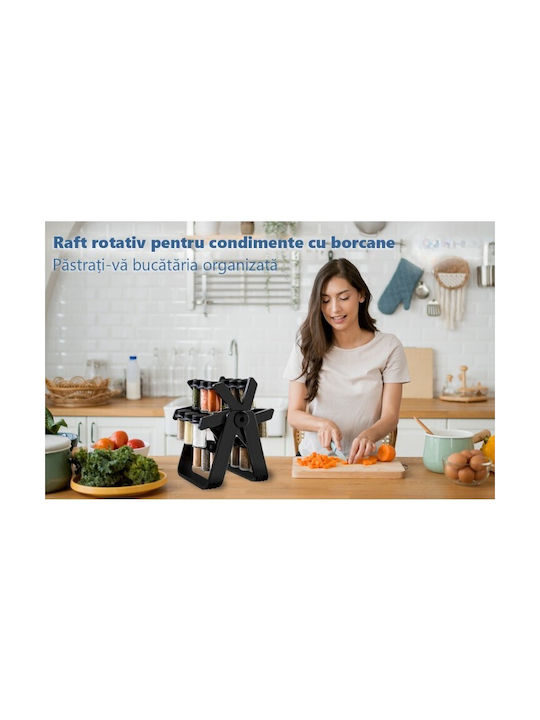Alista Home Θήκη Μπαχαρικών Πλαστική σε Περιστρεφόμενη Βάση Μαύρη