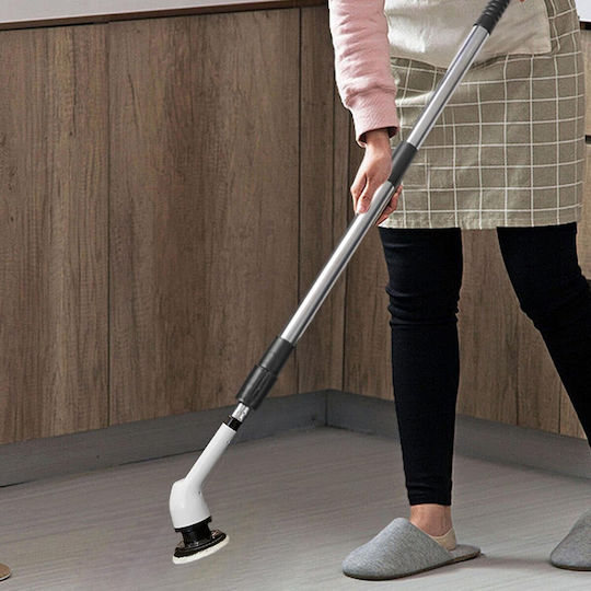 Perie Electrică de Curățare Alista Home pentru Gresie Baie Bucătărie 25x20x9,5 Cm 9 Capete Detașabile Mâner Extensibil 84-127cm Încărcare Usb-tip C Rotire 360 Grade 3000 Mah Culoare Alb