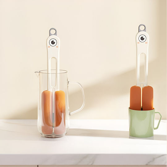 Perie Curățare Sticle Pahare Alista Home Mâner Lung Burete Accesorii Curățare Paie Capace Ușor de Agățat 27.5x11.4x6cm Alb