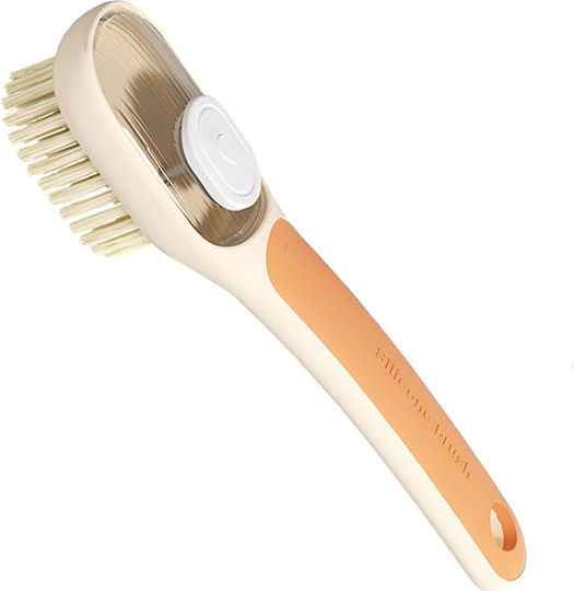 Perie Multifuncțională 2 În 1 Alista Home Perie Deasă Perie Din Piele De Căprioară Recipient Pentru Lichid Mâner Lung 20,1 X 4,3 X 5 Cm Portocaliu