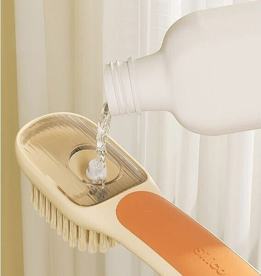 Perie Multifuncțională 2 În 1 Alista Home Perie Deasă Perie Din Piele De Căprioară Recipient Pentru Lichid Mâner Lung 20,1 X 4,3 X 5 Cm Portocaliu