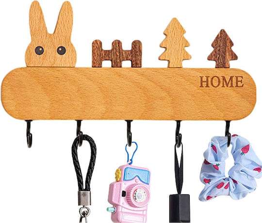 Alista Home Κλειδοθήκη Τοίχου Ξύλινη 5 θέσεις 13.5x22cm