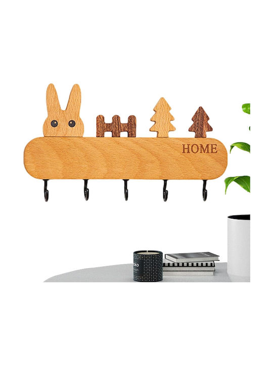 Alista Home Agățătoare Chei De Perete Din Lemn 5 Compartimente 13.5x22cm