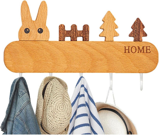 Alista Home Κλειδοθήκη Τοίχου Ξύλινη 5 θέσεις 13.5x22cm