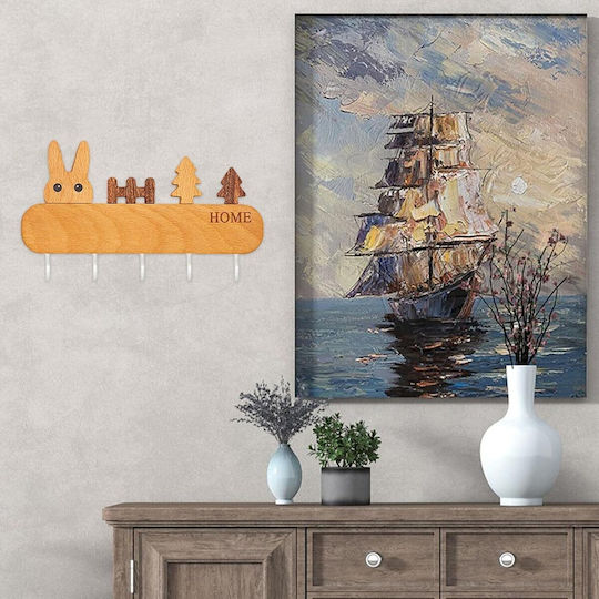 Alista Home Κλειδοθήκη Τοίχου Ξύλινη 5 θέσεις 13.5x22cm
