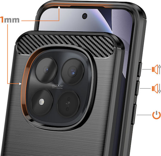 Avizar Case Redmi Note 15 Pro Plus In Carbon Effect Silicone Brushed Texture Black
