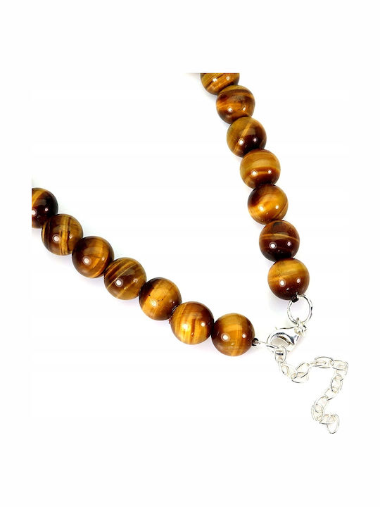925 Stunning Silver Necklace Natural Tiger's Eye Stones