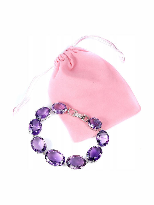 Elegant Bracelet Natural Impressive 130 Ct Amethysts Silver Certificate Elegant Bracelet Natural Impressive 130 Ct Amethysts Silver Certificate