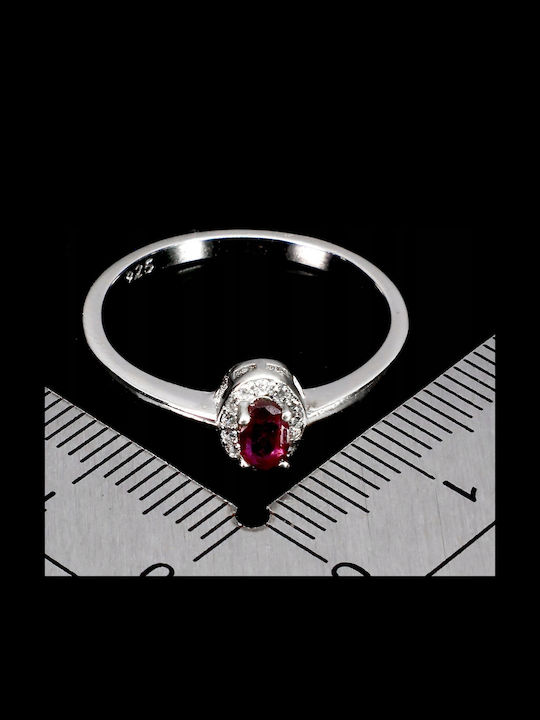 925 Silver Delicate Elegant Ring Natural Ruby Zircon Size 14