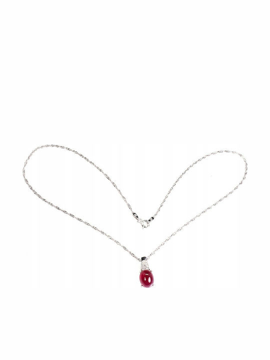 Silver Necklace Ruby Cubic Zirconia 925 Natural