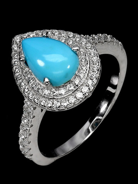 Silver Beautiful Elegant Ring Turquoise Zircon Size 17 925 Silver Beautiful Elegant Ring Turquoise Zircon Size 17 925