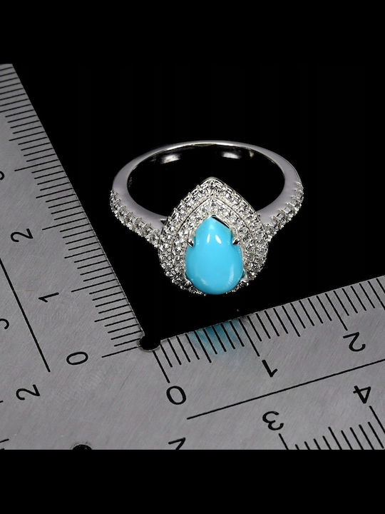 Silver Beautiful Elegant Ring Turquoise Zircon Size 17 925