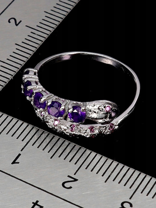 925 Zarter Silberring Mit Natürlichen Amethysten Granaten Größe 13 Schlange