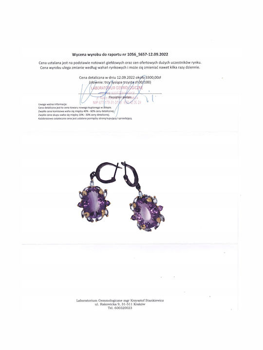 Silver Earrings 28ct Amethysts Topazes Certificate
