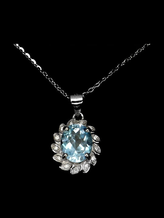 Zarte Natürliche Himmelblauer Zirkon 925 Wunderschöne Halskette
