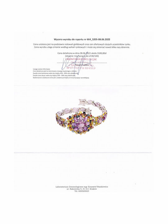 925 Amethyst Sapphire Bracelet Certificate 925 Amethyst Sapphire Bracelet Certificate