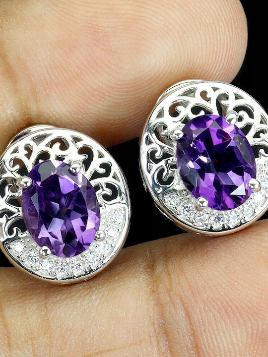 Delicate Beautiful Natural Amethyst Zircon Earrings 4