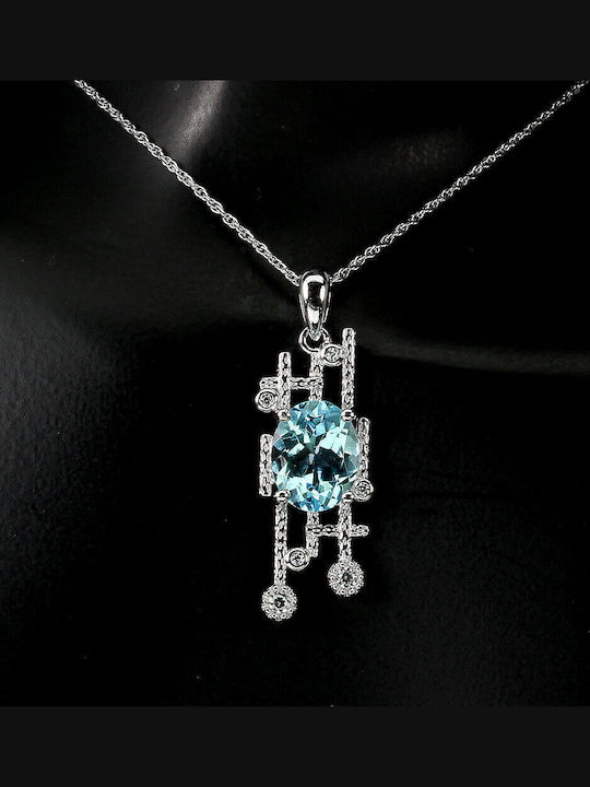 Silver Necklace Sky Blue Topaz 925 Natural 2