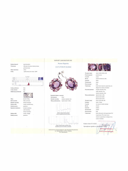 73ct Ametrine Amethyst Sapphire Earrings Certificate