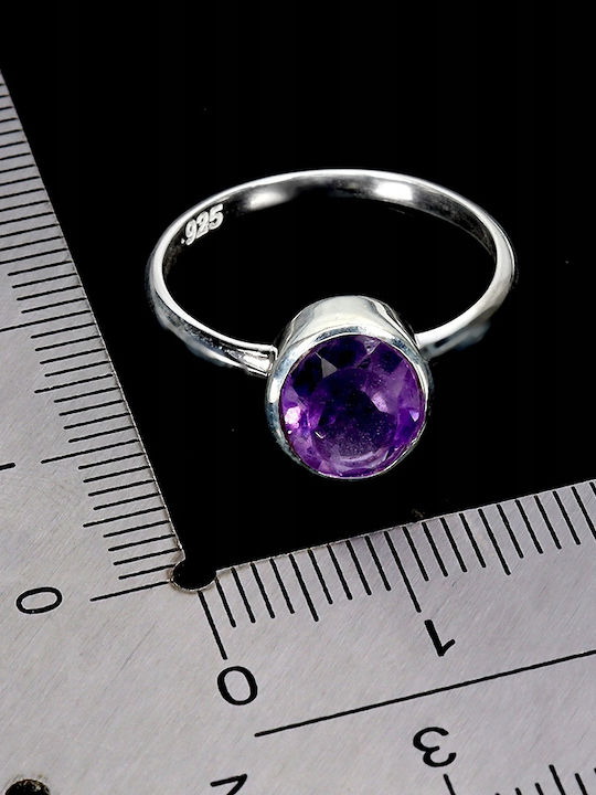 925 Elegant Delicate Natural Amethyst Ring Size 14