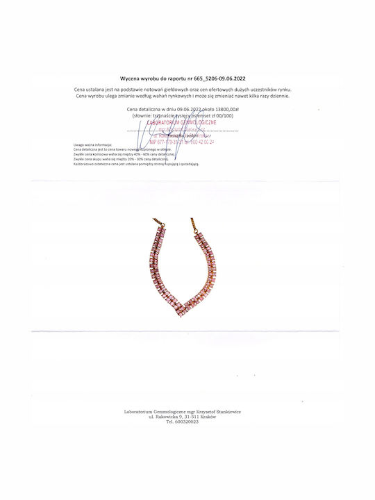 Pink Sapphire Necklace Certificate