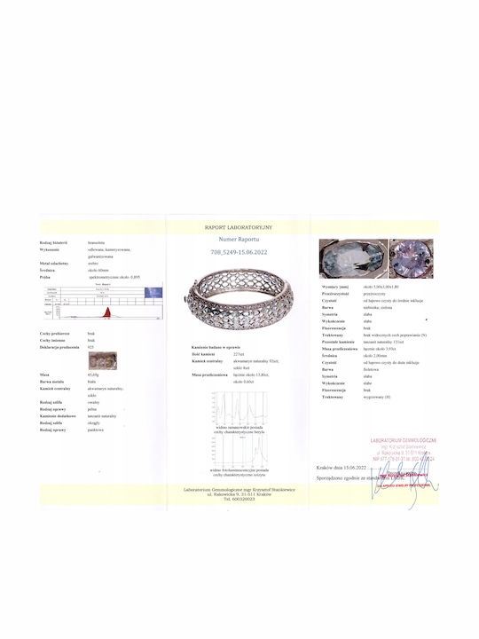 Aquamarine Tanzanite Bracelet Certificate