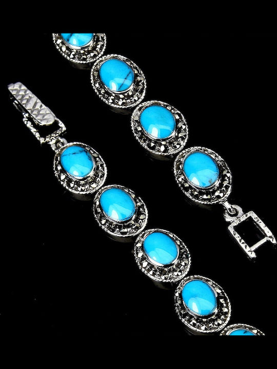 Dragon Bracelet Rubies Marcasites Turquoise 925