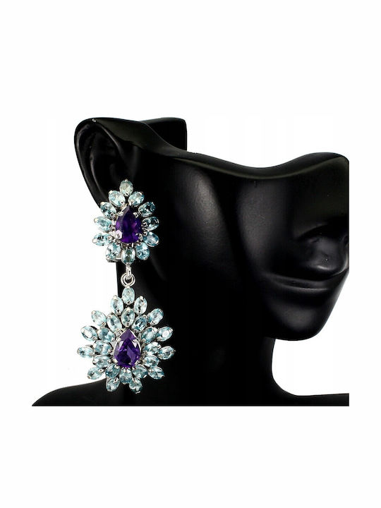Natural Amethyst Zircon Earrings Certificate