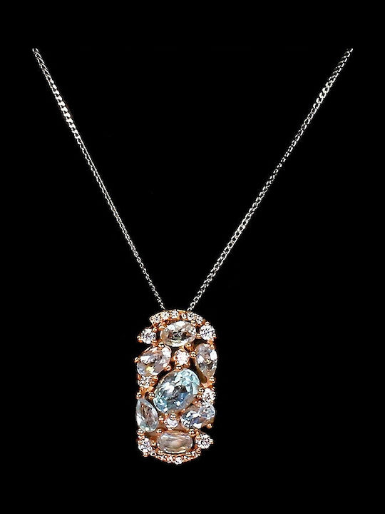 925 Silver Necklace Natural Sky Topaz Cubic Zirconia