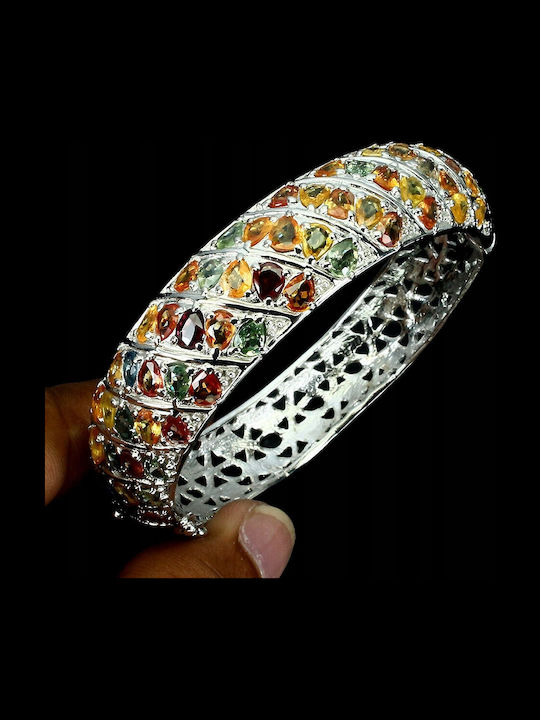 925 Bracelet Sapphires 18 Ct Tourmalines Certificate